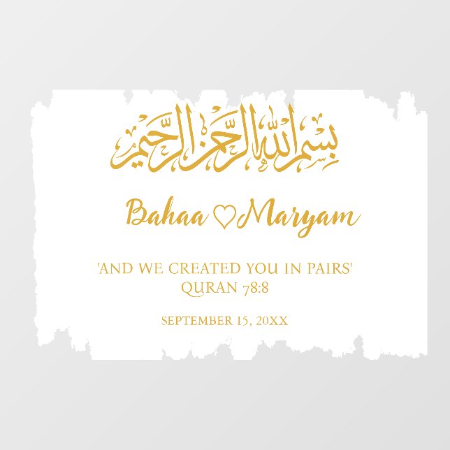 Boda blanco moderno Pegatina de señal de bienvenid (Hoja)