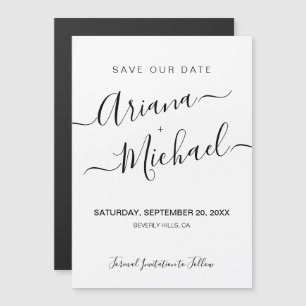 Boda blanco negro con guión de nombre elegante min