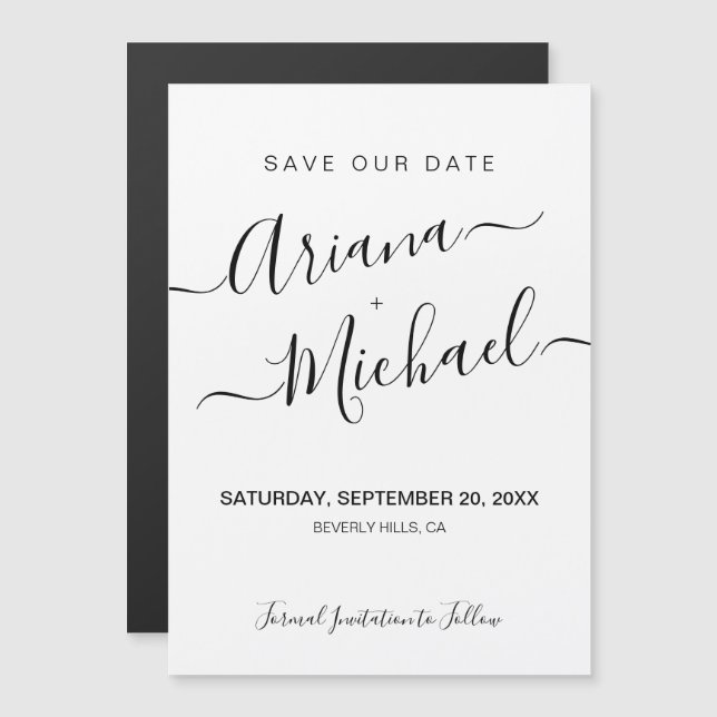 Boda blanco negro con guión de nombre elegante min (Anverso/Reverso)