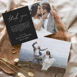 Boda Blanco Negro Gracias Cartas Volador<br><div class="desc">Boda de presupuesto Gracias Tarjetas que tienen una foto en el frente y en la parte de atrás. Las tarjetas de agradecimiento contienen una moderna tipografía de escritura cursiva con letras a mano que son elegantes,  simples y modernas para usar después de la celebración del día de la boda.</div>