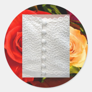 Boda blanco vestido Pegatina amarillo rojo