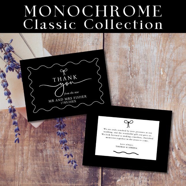 Boda blanco y negro Gracias Tarjeta Monocroma (Subido por el creador)