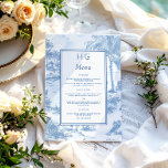 Boda Blue Coastal Toile Menú de la cena<br><div class="desc">Admire la elegancia atemporal con nuestra colección de Bodas Minimalistas modernos en Zazzle. Descubra diseños elegantes y líneas depuradas que le aportan un toque de sofisticación a su día especial. Desde invitaciones a la moda hasta una decoración elegante, nuestra selección de platos garantiza que su boda refleje su estilo contemporáneo...</div>