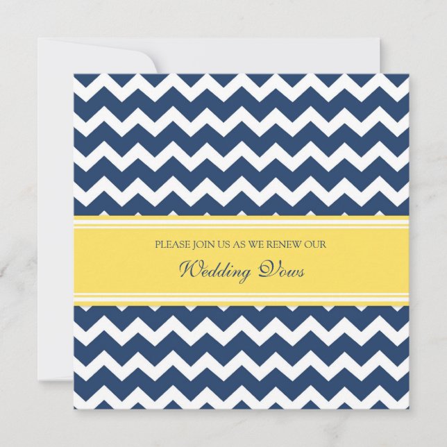 Boda Blue Lemon Chevron Vow Renewal Invitaciones (Anverso)