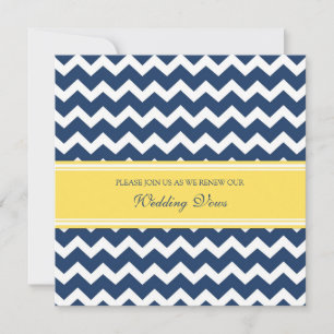 Boda Blue Lemon Chevron Vow Renewal Invitaciones