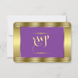 Boda Boda real púrpura y dorada RSVP
