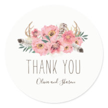 Boda bohemia acuarela Gracias Pegatinas