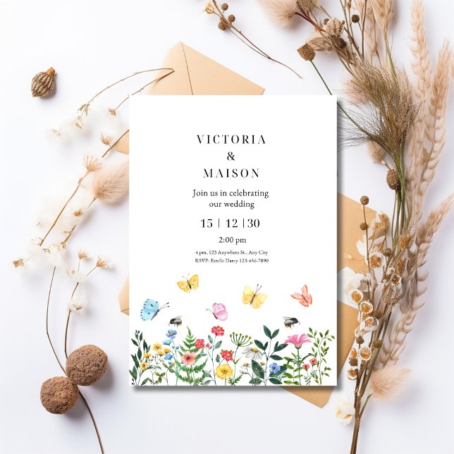 Boda Boho de flores silvestres, Invitación de boda (Subido por el creador)