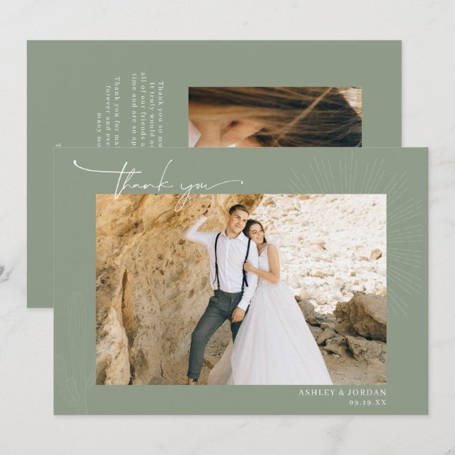 Boda Boho Desierto Moderno | Agradecimiento de Bod (Anverso / Reverso)