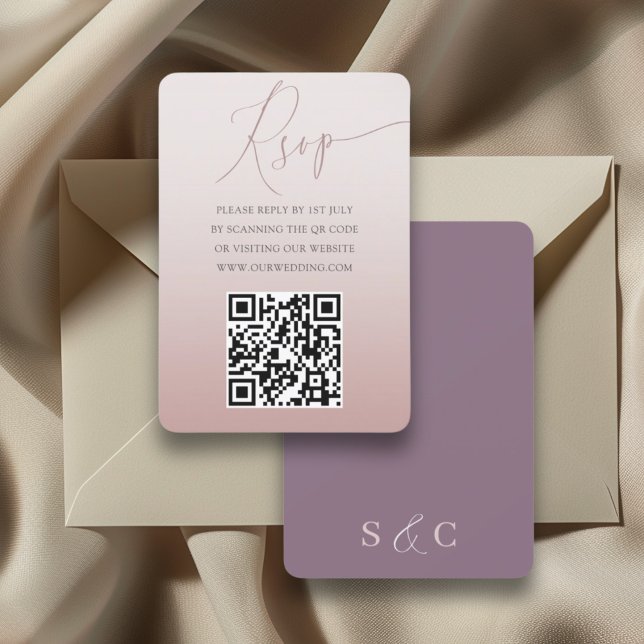 Boda Boho QR Code Rosa Gold Simple RSVP (Subido por el creador)