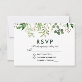 Boda Botánica Acuarela Verde RSVP
