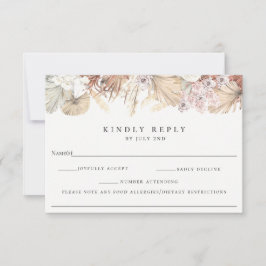 Boda Botánica Bohemia RSVP con nota alérgica