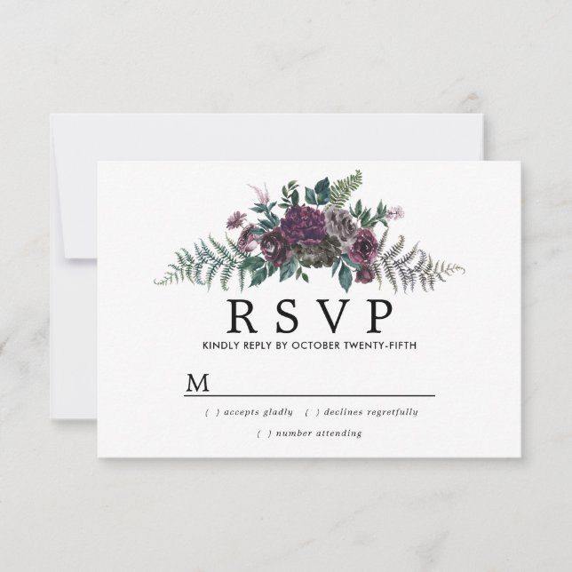 Boda botánica de Borgoña y Pino RSVP (Anverso)