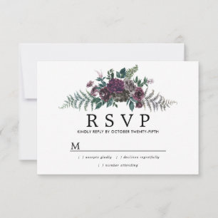 Boda botánica de Borgoña y Pino RSVP