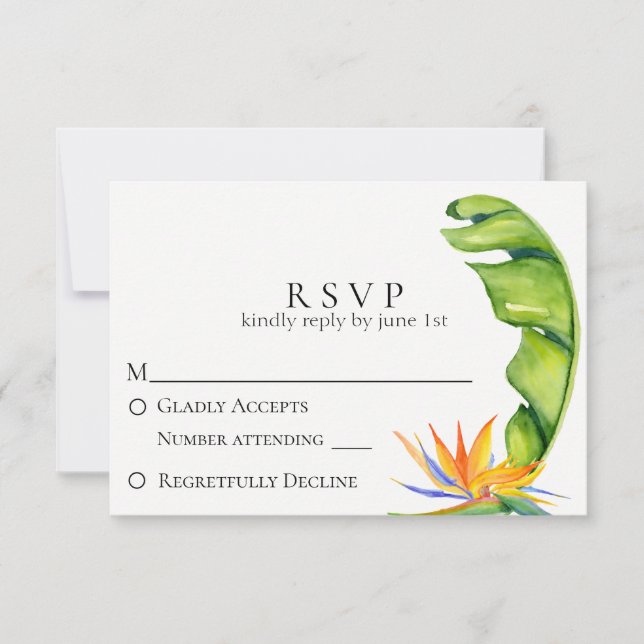 Boda botánica de Isla Tropical RSVP (Anverso)