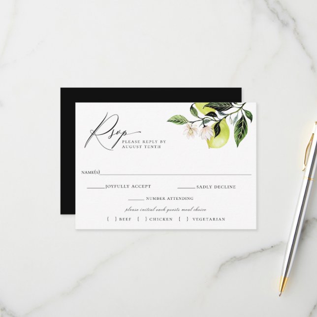Boda Botánica de Lemones Tarjeta de Elección de Co (Anverso/Reverso In Situ)
