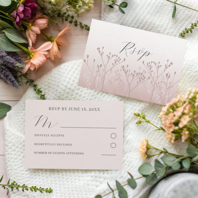 Boda botánica de oro Rosa moderno RSVP (Subido por el creador)