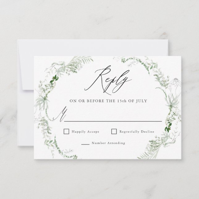 Boda botánica Eérea Jardín de Verdor RSVP (Anverso)