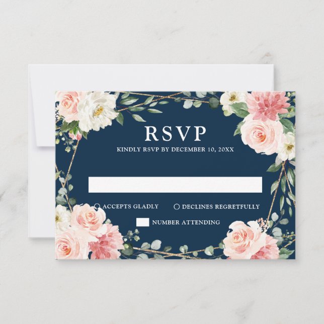 Boda Botánica Floral de la Marina de Rubor RSVP (Anverso)