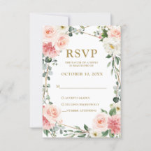 Boda Botánica Geométrica Floral Rosa Rubor RSVP