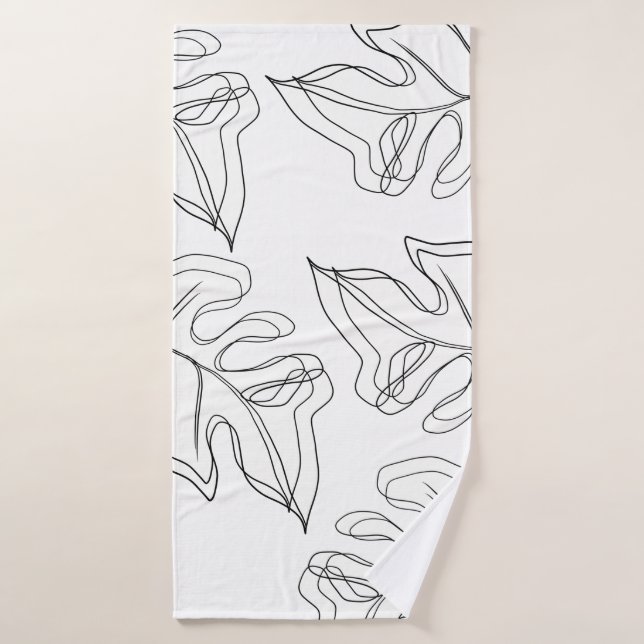 Boda Botánica Monstera Blanco Negro (Toalla de baño)