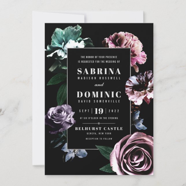 Boda botánica romántica V fijado invitaciones 02 (Anverso)