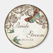 Boda Botánica Salven el imán de la fecha - Cream T