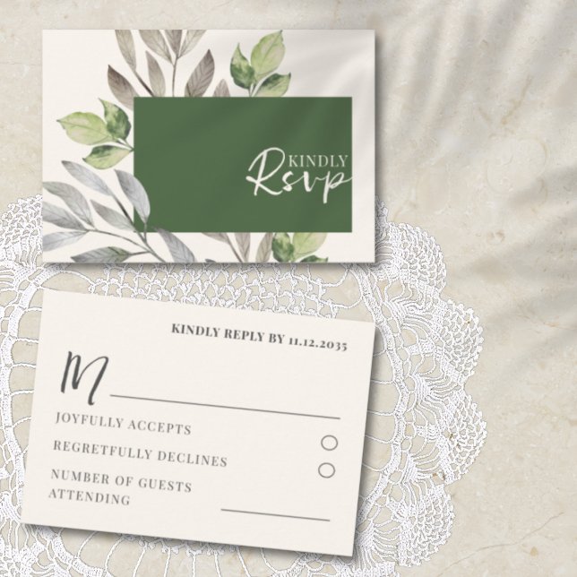 Boda Botánica Verde de Acuarela RSVP (Subido por el creador)
