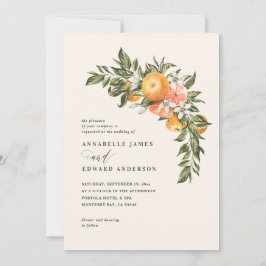 boda botánico de acuarela de flor cítrico naranja