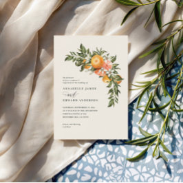 boda botánico de acuarela de flor cítrico naranja