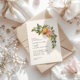 boda botánico de acuarela de flor cítrico naranja