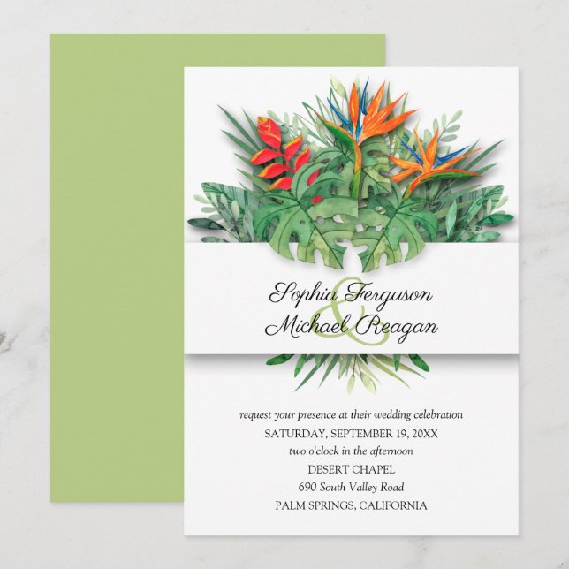 Boda Botánico Fólico y Foliage Tropical (Anverso / Reverso)