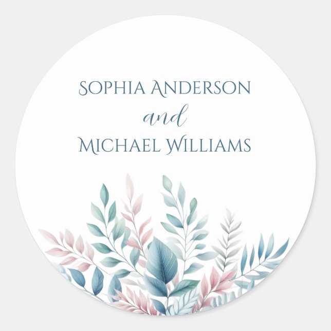 Boda Botánico Pastel - Pegatinas para bodas (Anverso)