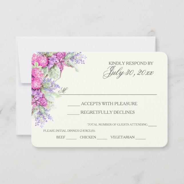 Boda Bouquet Watercolor RSVP (Anverso)
