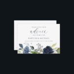 Boda Bridal Shower Consejos Tarjetas de Agua Naval<br><div class="desc">Dormitorio azul marino Bouquet Bridal Shower o tarjetas de consejo Boda: Este diseño presenta un hermoso ramo floral de color azul marino en la parte inferior con sólo un toque de purpurina plateado. Cuando los clientes escriben sus consejos y deseos para la pareja, pueden volcar la tarjeta para mantener su...</div>