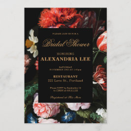 Boda Bridal Shower Invitación Floral Negra