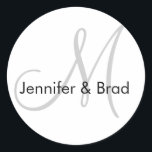 Boda Bride Groom Gray Black Monogram Pegatina<br><div class="desc">Personalizable con sus nombres,  monograma y cientos de colores para elegir. por Elke Clarke ©2009. Más diseños disponibles en WhiteWhimsicialWeddings.blogspot.com</div>