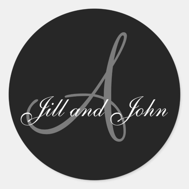 Boda Bride Groom Monograma A Pegatina (Anverso)