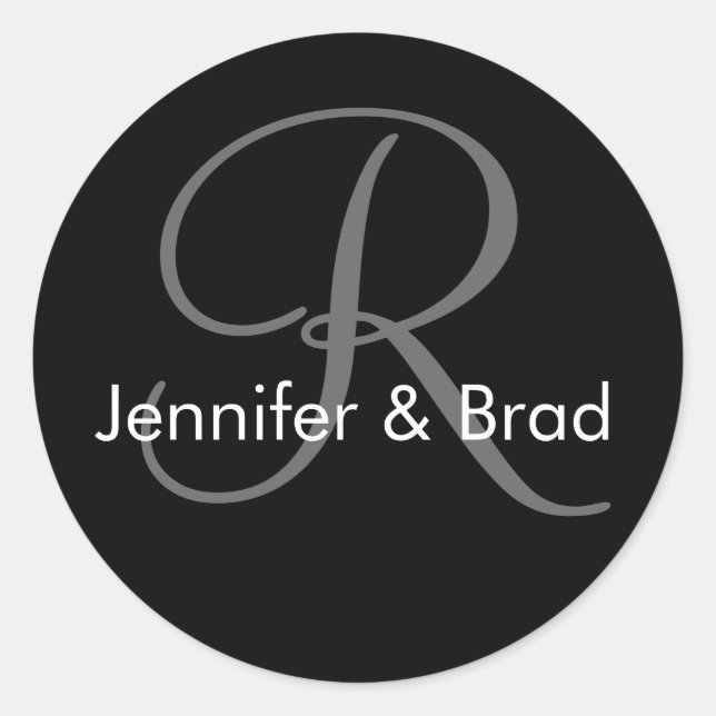 Boda Bride Groom Nombres Monograma R Pegatina (Anverso)