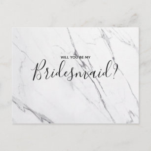 Boda Bridesmaid   Tarjeta postal con guión de márm