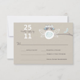 Boda Brillante Lechuzas Marrones En Tarjeta RSVP R