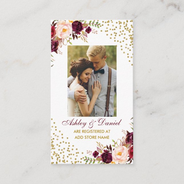 Boda Burgundy Photo Registry Insertar tarjeta BG (Anverso)