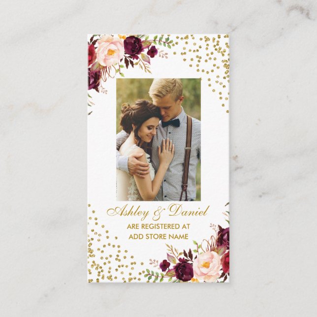 Boda Burgundy Photo Registry Insertar tarjeta GB (Anverso)