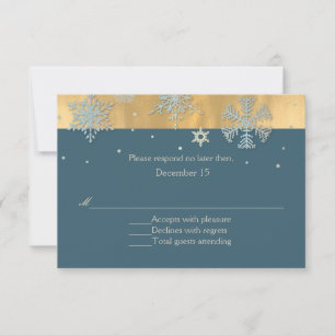 Boda Cadet Blue and Gold Snowflakes RSVP
