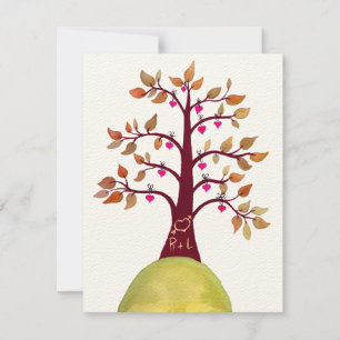 Boda Cae Invitación de tallado de árbol del corazó