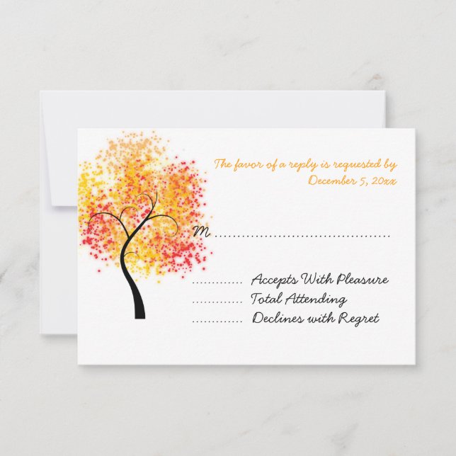 Boda Caída Boda De Árbol RSVP (Anverso)