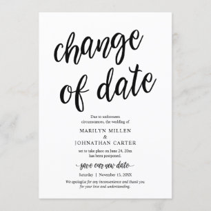 Boda, cambio de fecha, negro, anuncio