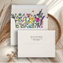 Boda campestre con flores silvestres en acuarela