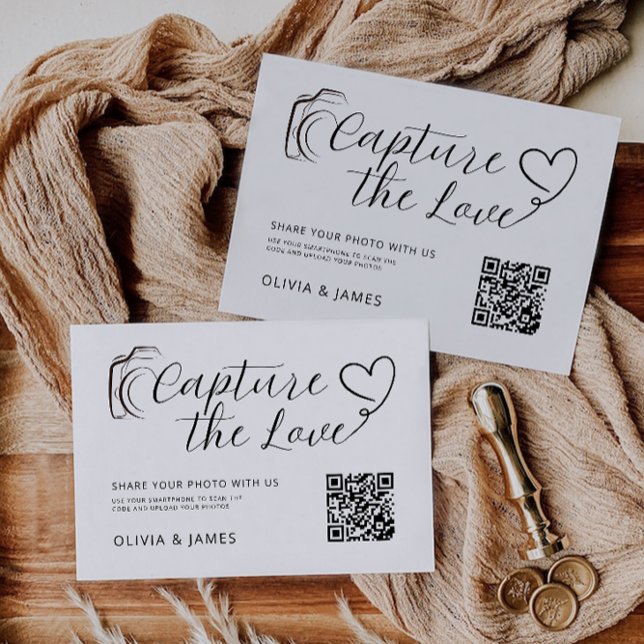 Boda Captura La Plantilla De La Tarjeta De Amor, C (Wedding Capture The Love Card Template, QR Code)