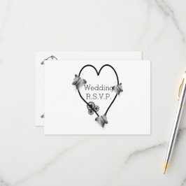 Boda Cardíaca de Mariposa Blanca Y Negra RSVP